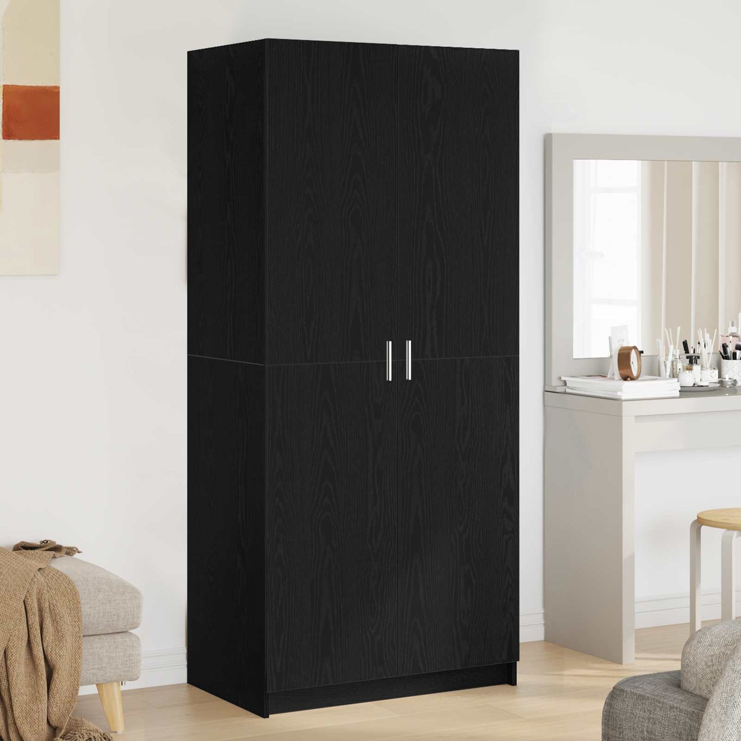 vidaXL Ντουλάπι με πόρτα Μαύρο 80 x 51 x 180 εκ Επεξεργασμένο ξύλο