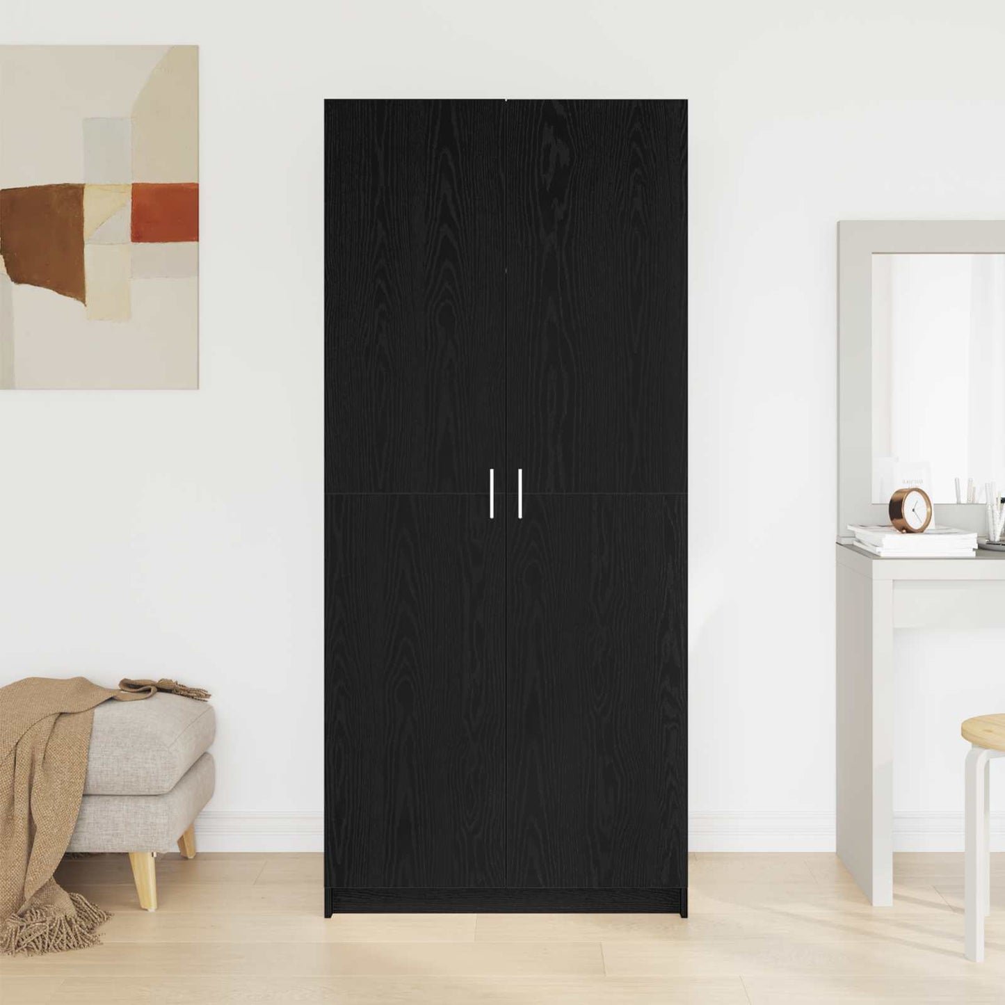 vidaXL Ντουλάπι με πόρτα Μαύρο 80 x 51 x 180 εκ Επεξεργασμένο ξύλο