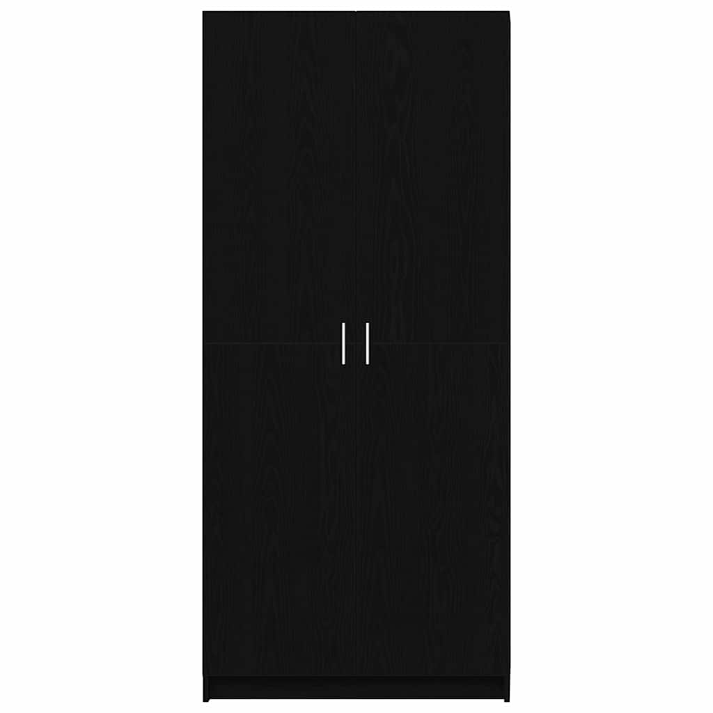 vidaXL Ντουλάπι με πόρτα Μαύρο 80 x 51 x 180 εκ Επεξεργασμένο ξύλο