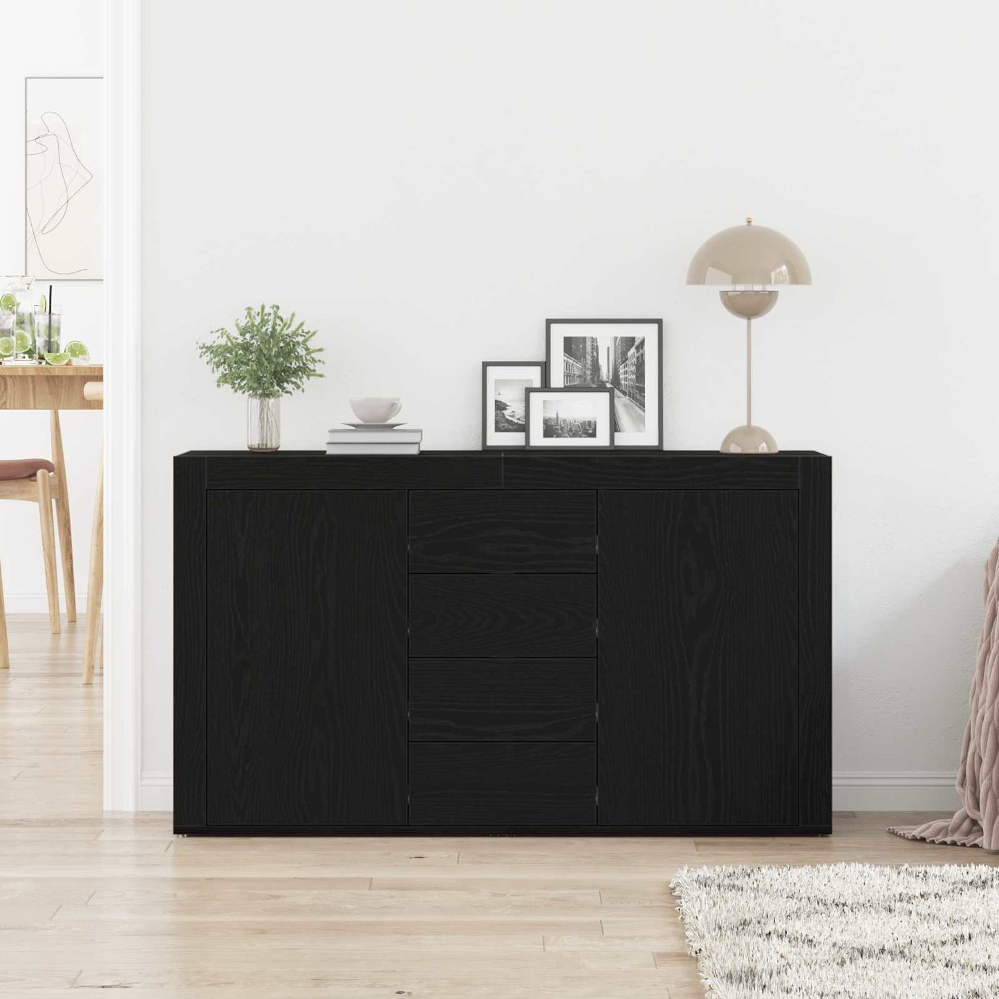 vidaXL Πλαϊνό γραφείο Μαύρη Οξυά 120 x 36 x 69 εκ Επεξεργασμένο ξύλο