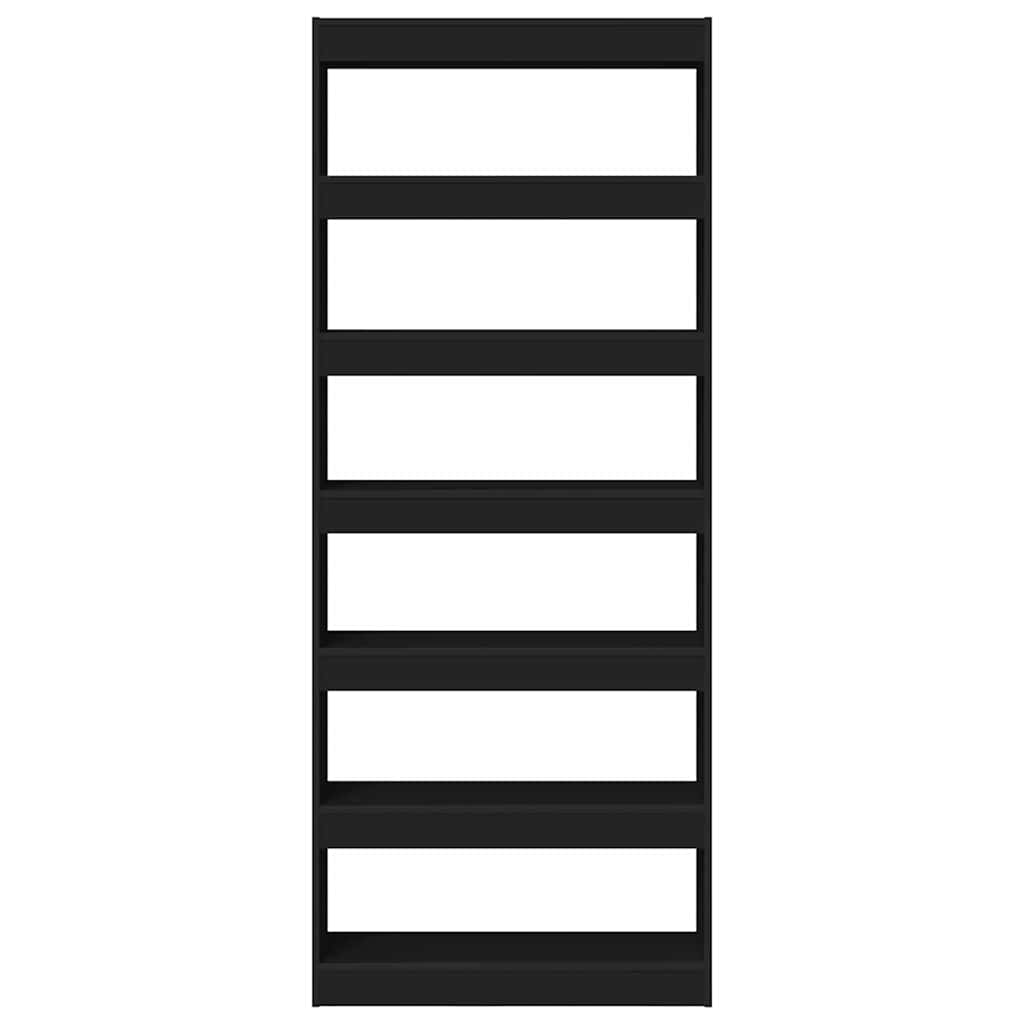 vidaXL Βιβλιοθήκη με ράφι Μαύρο 80 x 30 x 198 εκ Επεξεργασμένο ξύλο