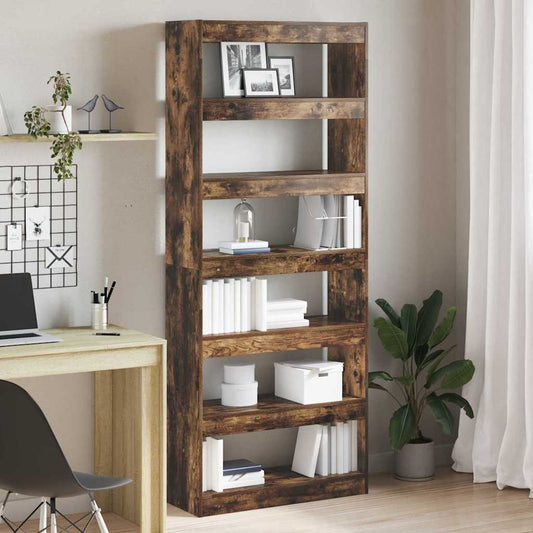 vidaXL Βιβλιοθήκη Καπνιστό Δρύς 80 x 30 x 198 εκ Επεξεργασμένο ξύλο
