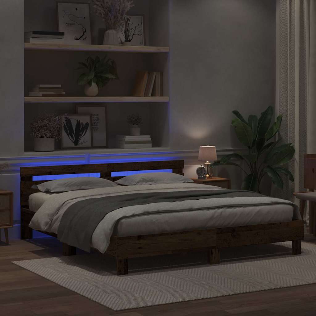vidaXL Σκελετός Κρεβατιού Παλιό ξύλο 200 x 200 cm Επεξεργασμένο ξύλο
