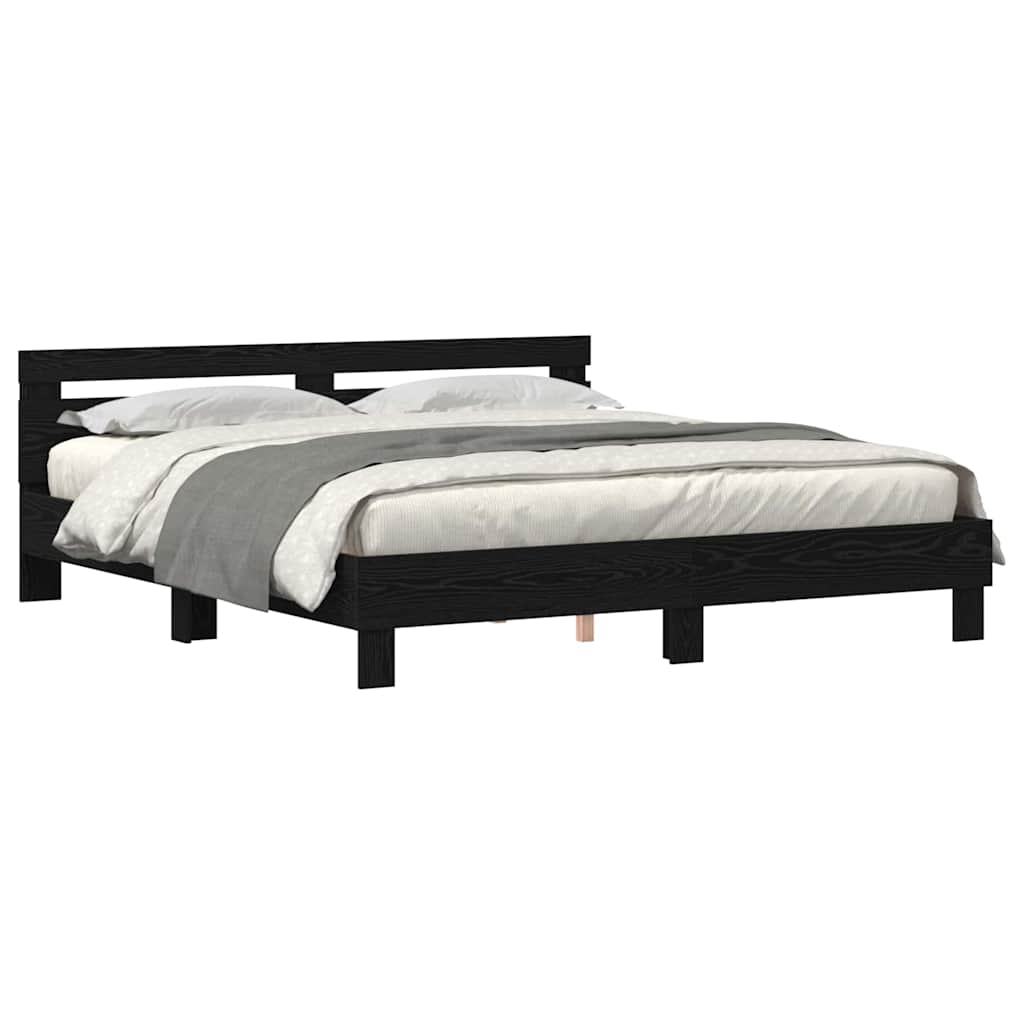 vidaXL Σκελετός Κρεβατιού Μαύρη δρυς 200 x 200 cm Επεξεργασμένο ξύλο