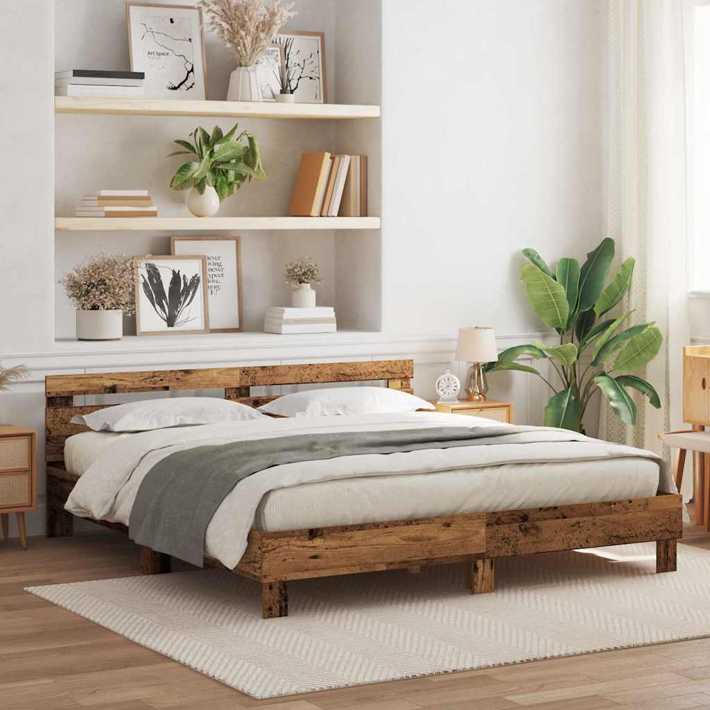 vidaXL Σκελετός Κρεβατιού Παλιό ξύλο 180 x 200 cm Επεξεργασμένο Ξύλο