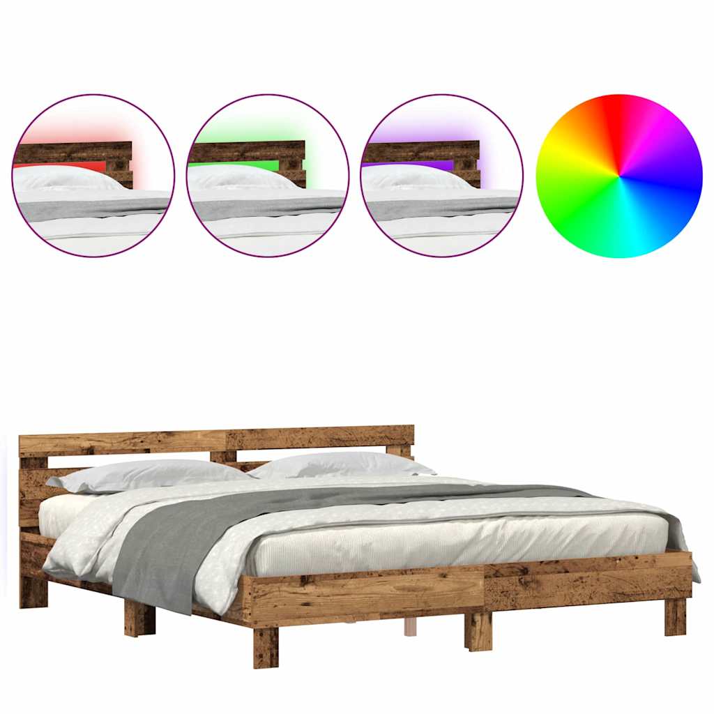 vidaXL Σκελετός Κρεβατιού Παλιό ξύλο 180 x 200 cm Επεξεργασμένο Ξύλο