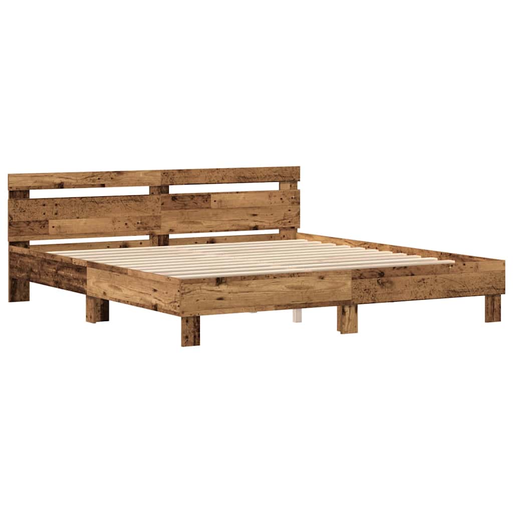 vidaXL Σκελετός Κρεβατιού Παλιό ξύλο 180 x 200 cm Επεξεργασμένο Ξύλο