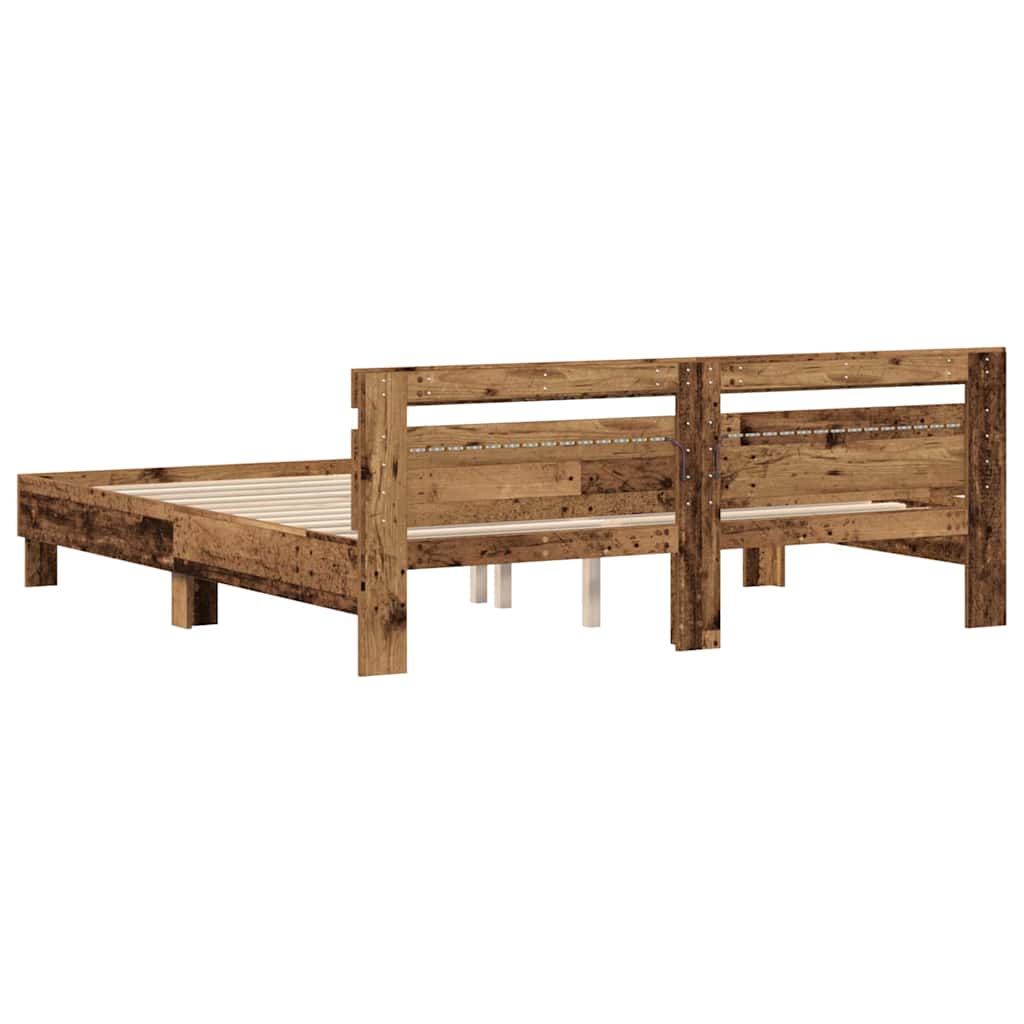vidaXL Σκελετός Κρεβατιού Παλιό ξύλο 180 x 200 cm Επεξεργασμένο Ξύλο