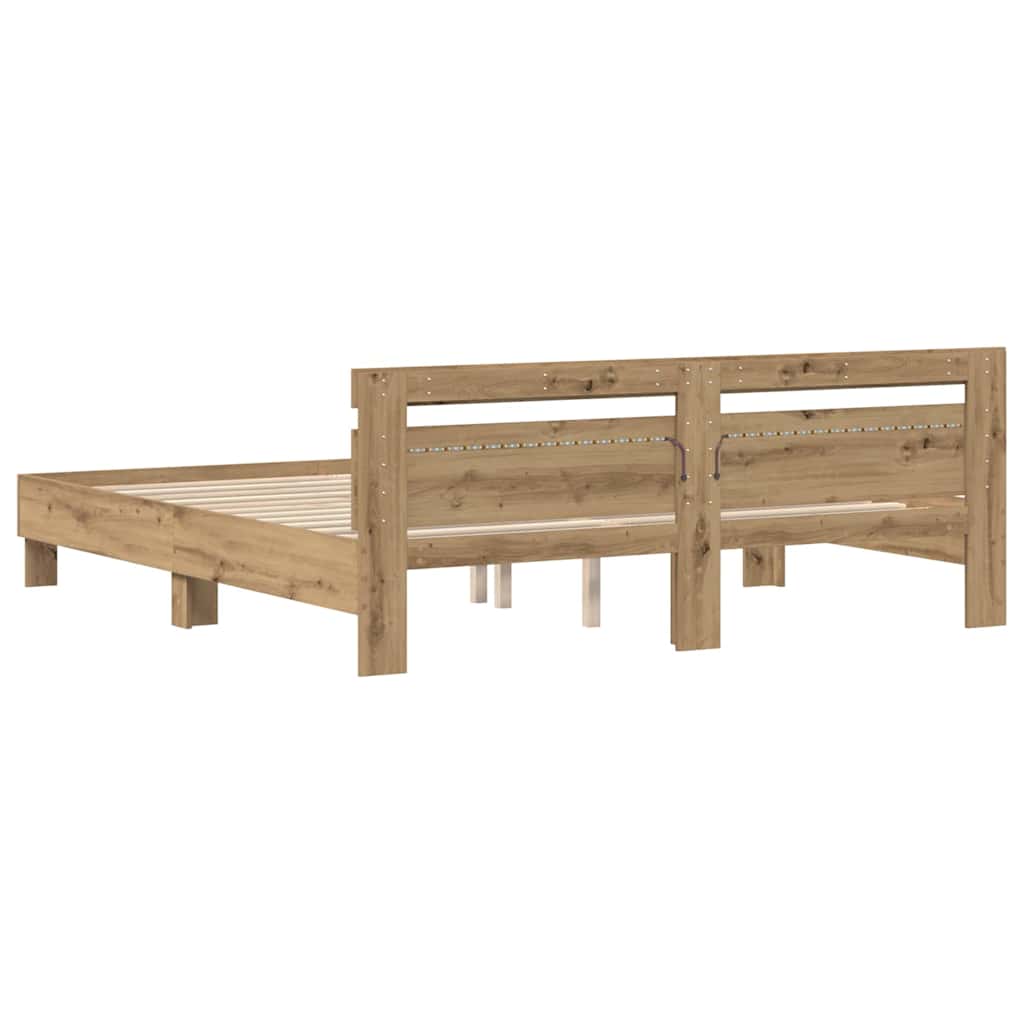 vidaXL Σκελετός Κρεβατιού Artisan Oak 180 x 200 cm Επεξεργασμένο Ξύλο