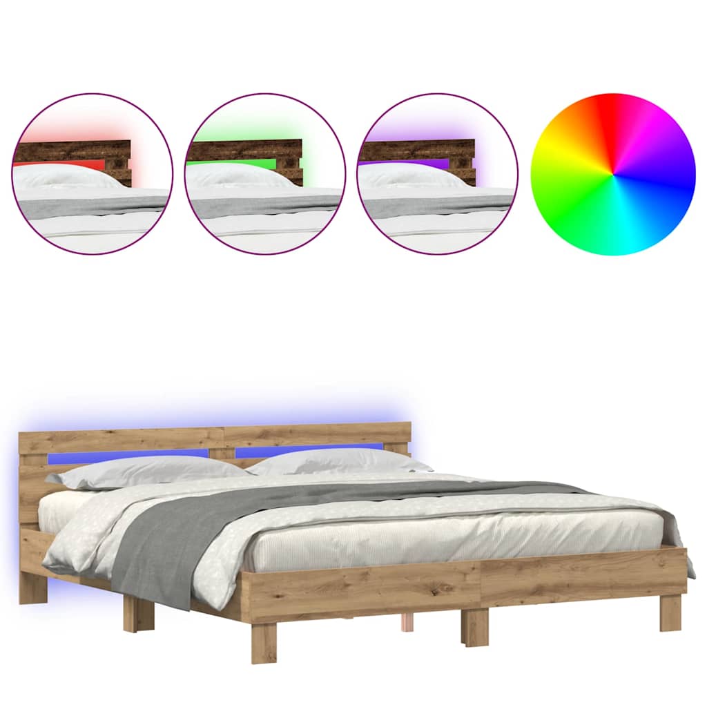 vidaXL Σκελετός Κρεβατιού Artisan Oak 180 x 200 cm Επεξεργασμένο Ξύλο