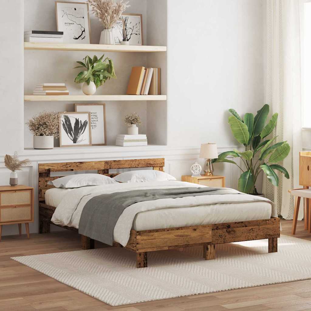 vidaXL Σκελετός Κρεβατιού Παλιό ξύλο 160 x 200 cm Επεξεργασμένο Ξύλο