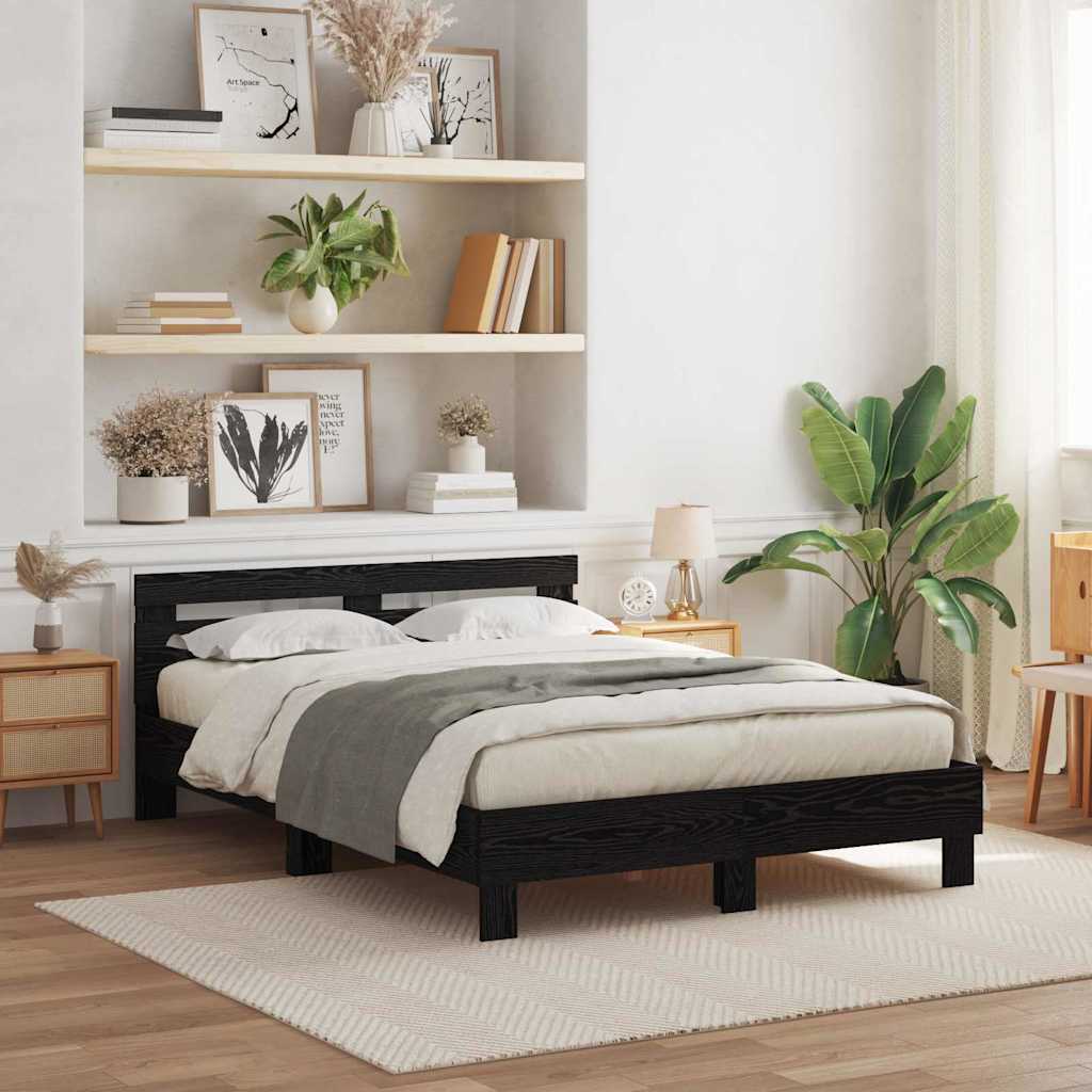 vidaXL Σκελετός Κρεβατιού Μαύρη Οξυά 150 x 200 cm Επεξεργασμένο ξύλο