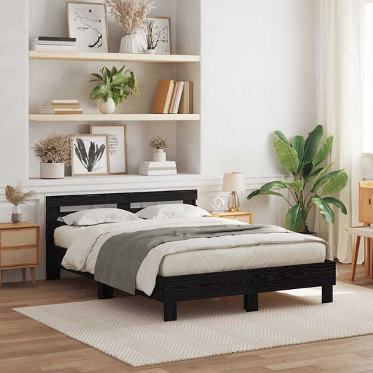 vidaXL Σκελετός Κρεβατιού Μαύρη Οξυά 150 x 200 cm Επεξεργασμένο ξύλο