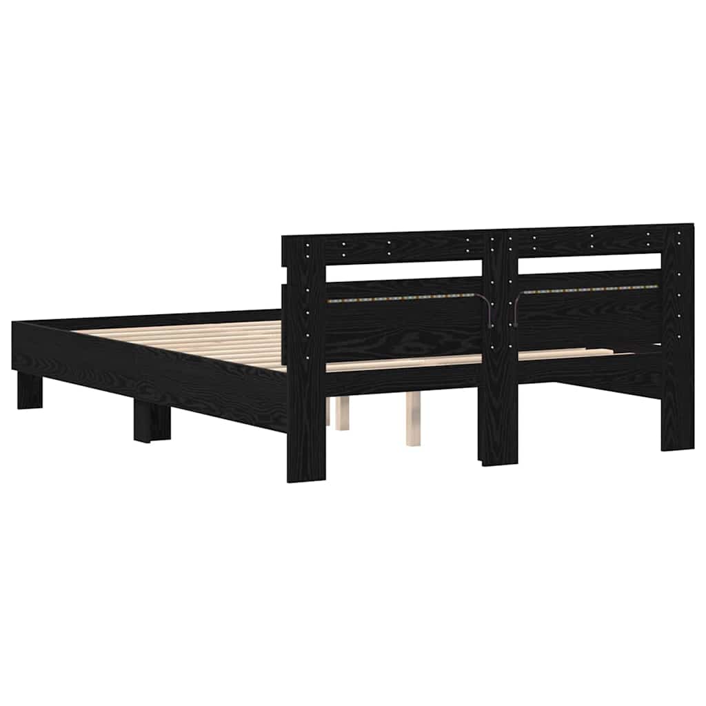 vidaXL Σκελετός Κρεβατιού Μαύρη Οξυά 150 x 200 cm Επεξεργασμένο ξύλο