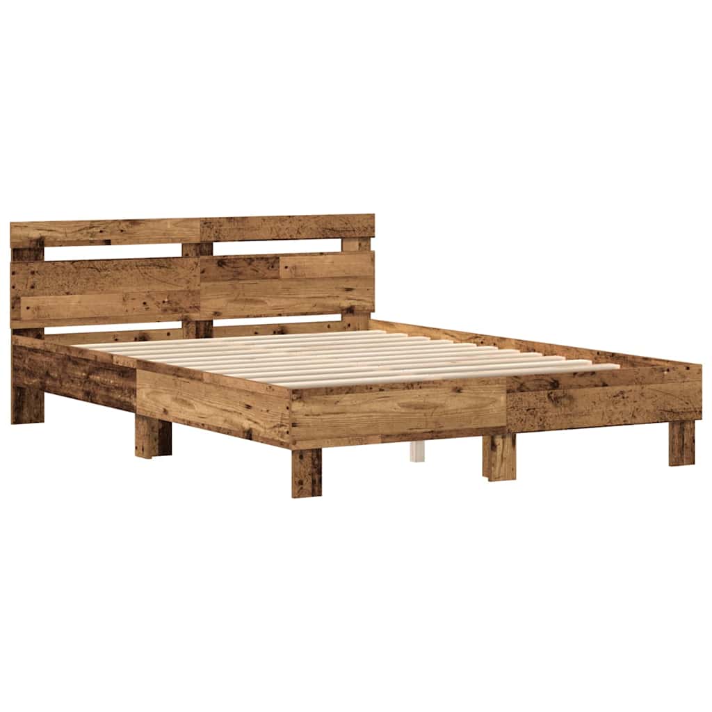 vidaXL Σκελετός Κρεβατιού Παλιό ξύλο 140 x 200 cm Επεξεργασμένο Ξύλο