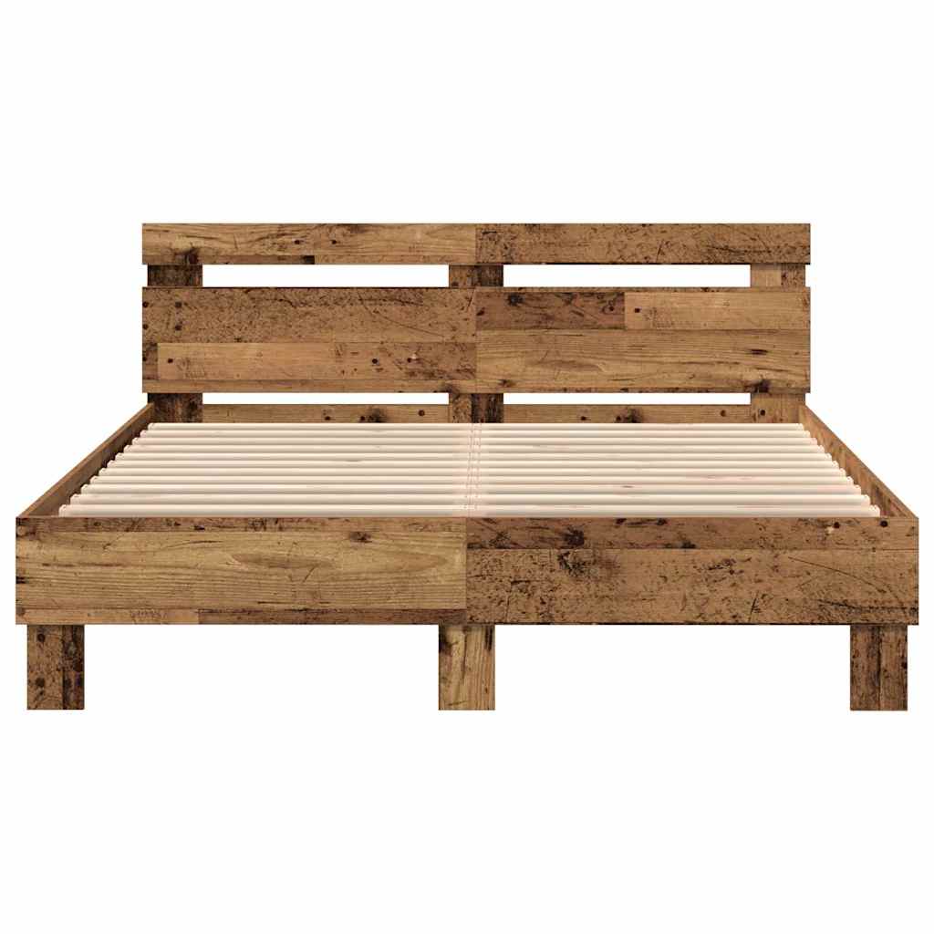 vidaXL Σκελετός Κρεβατιού Παλιό ξύλο 140 x 200 cm Επεξεργασμένο Ξύλο