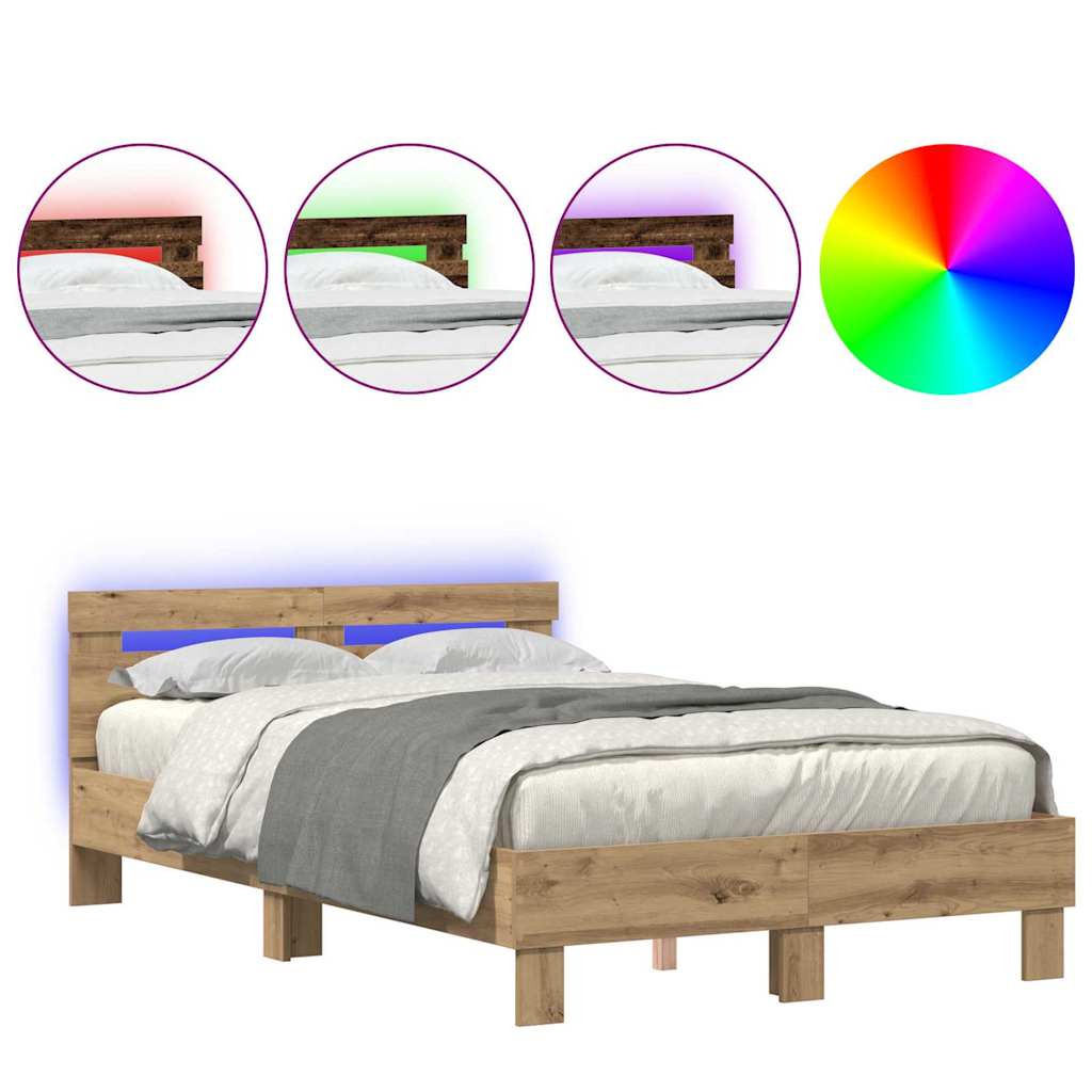 vidaXL Σκελετός Κρεβατιού Artisan Oak 120 x 200 cm Επεξεργασμένο Ξύλο