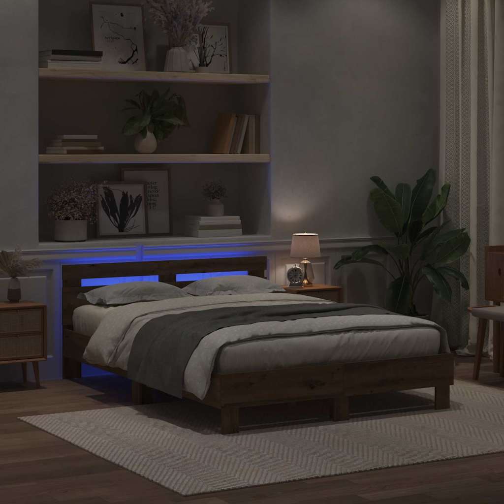 vidaXL Σκελετός Κρεβατιού Artisan Oak 140 x 190 cm Επεξεργασμένο Ξύλο