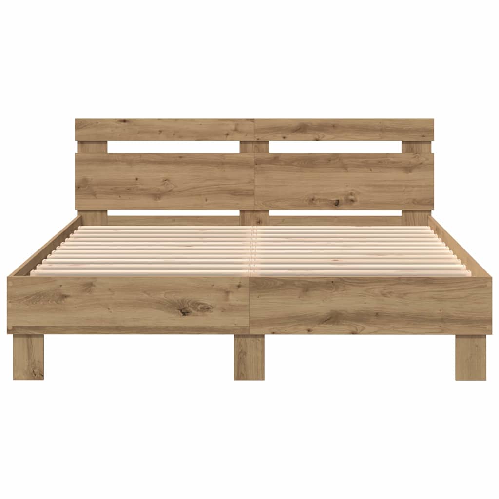 vidaXL Σκελετός Κρεβατιού Artisan Oak 140 x 190 cm Επεξεργασμένο Ξύλο