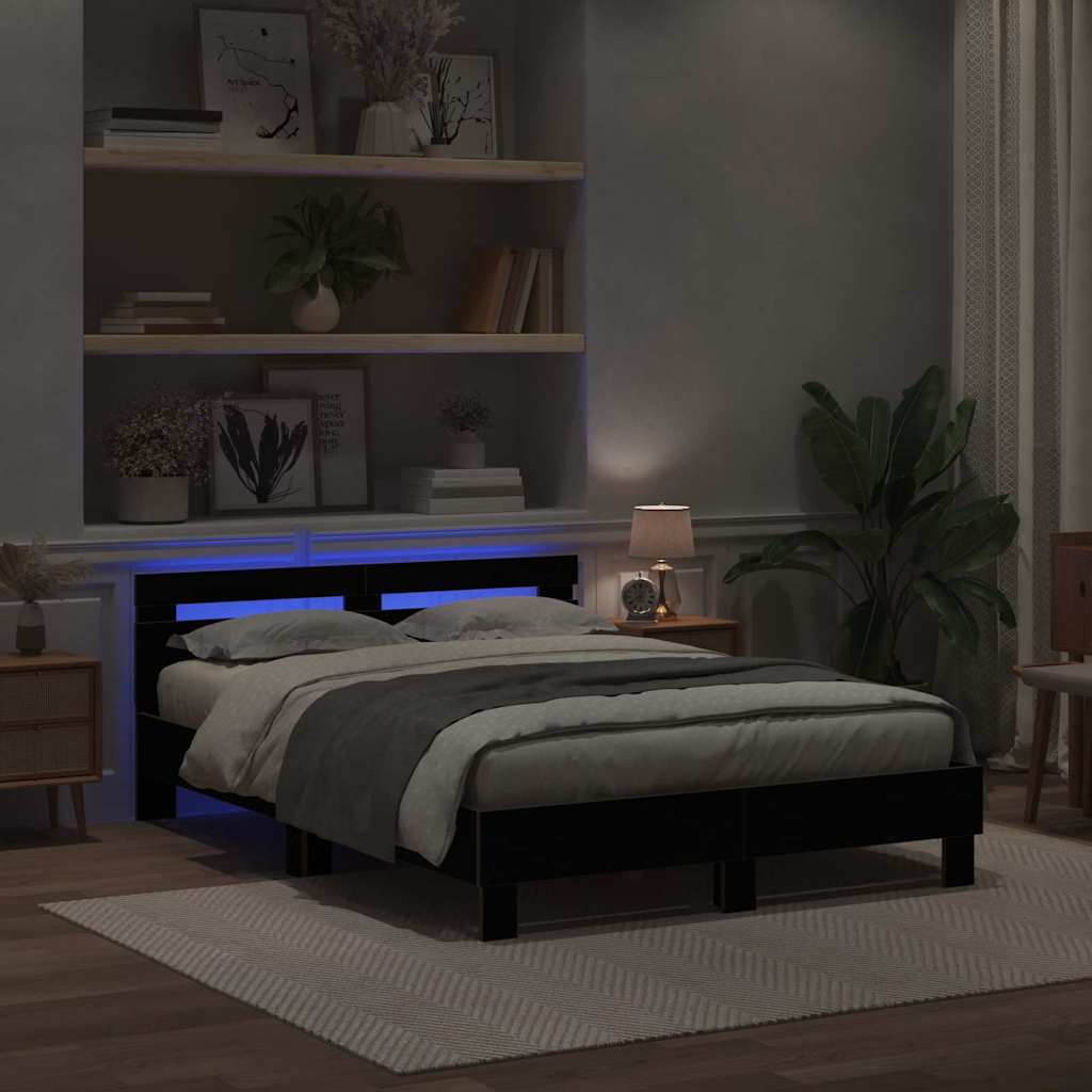 vidaXL Σκελετός Κρεβατιού Μαύρη Οξυά 140 x 190 cm Επεξεργασμένο ξύλο
