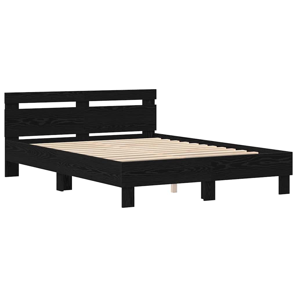 vidaXL Σκελετός Κρεβατιού Μαύρη Οξυά 140 x 190 cm Επεξεργασμένο ξύλο