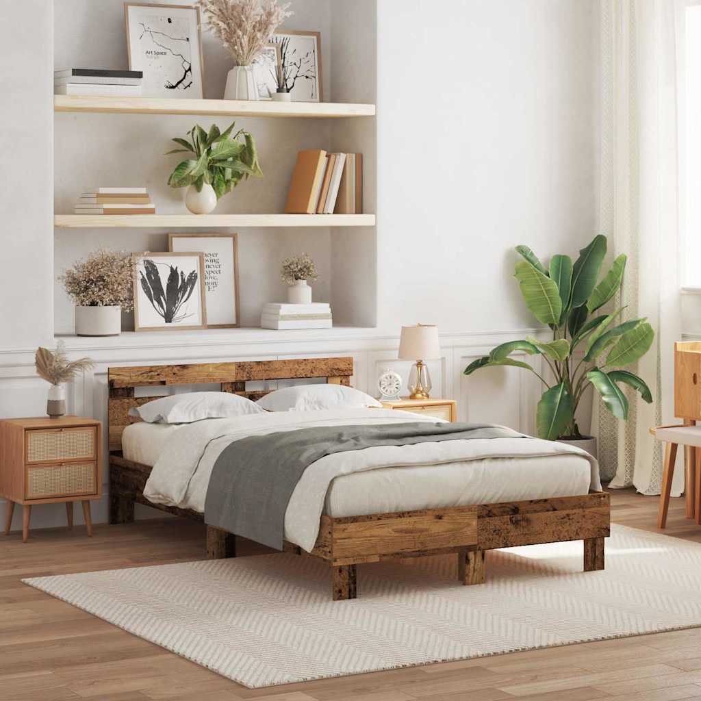 vidaXL Κρεβάτι από Επεξεργασμένο Ξύλο Παλιό ξύλο 120 x 190 cm Ανθεκτικό