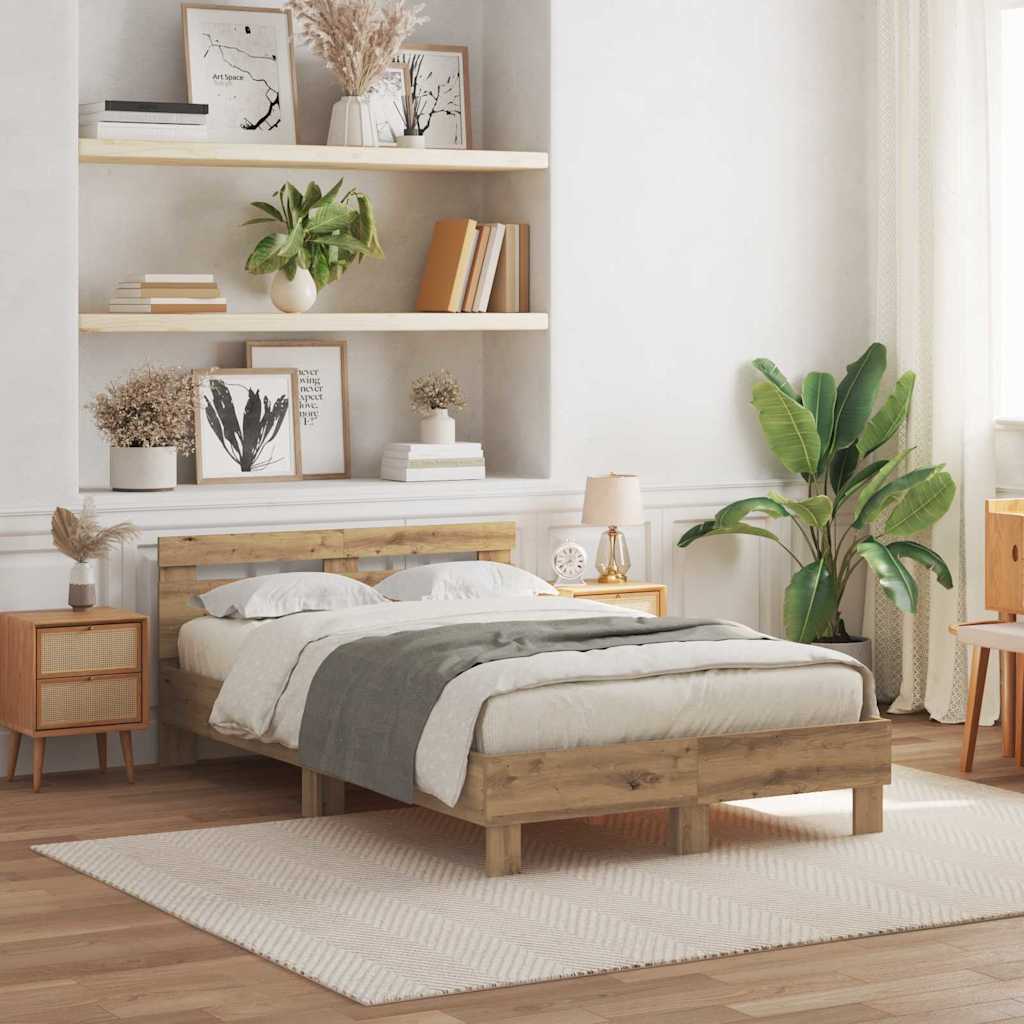 vidaXL Κρεβάτι από Δρυ Χειροποίητος Δρυς Επεξεργασμένο Ξύλο 120 x 190 εκ.