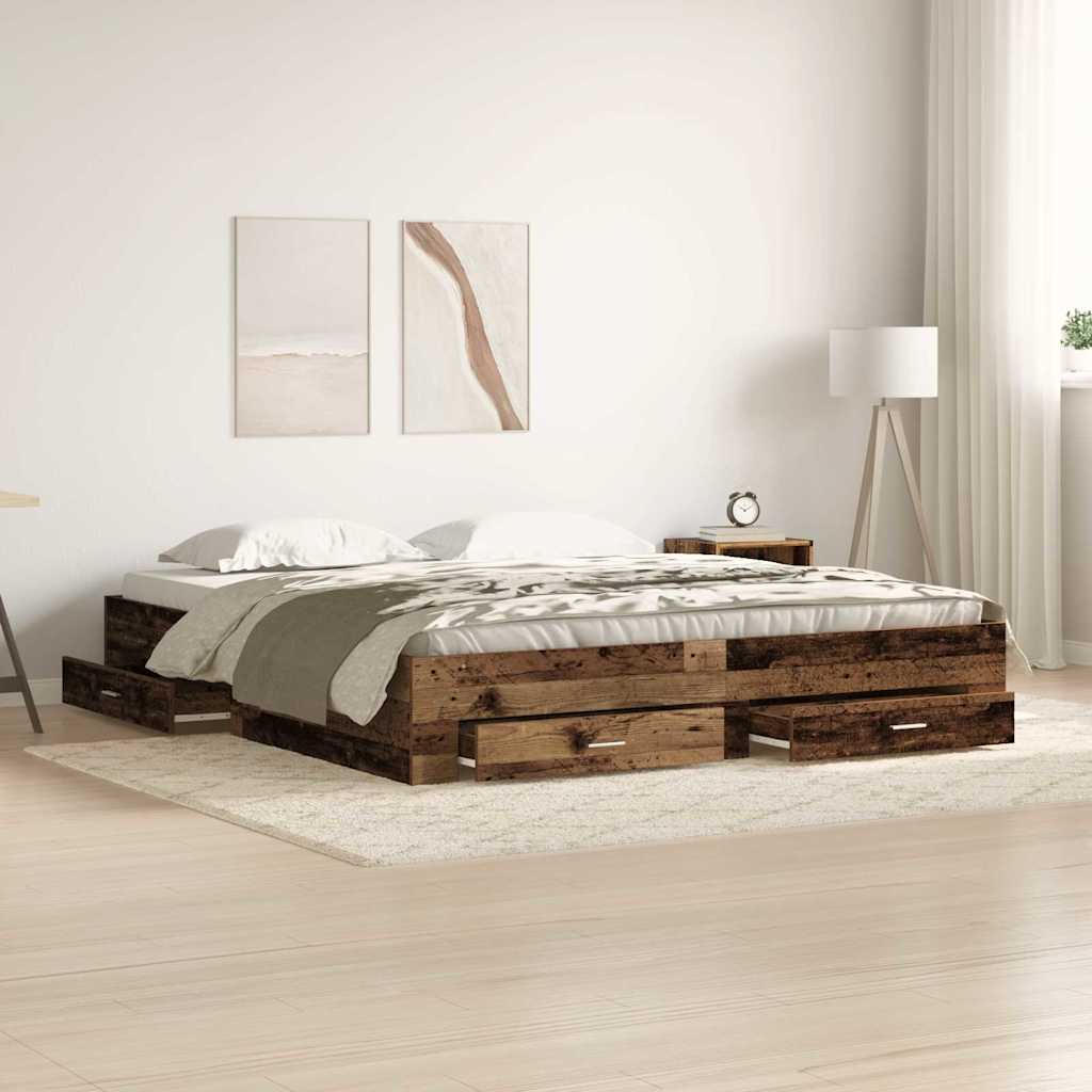 vidaXL Σκελετός Κρεβατιού Παλιό Ξύλο 180 x 200 cm Επεξεργασμένο Ξύλο