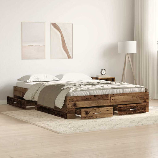 vidaXL Σκελετός Κρεβατιού Παλιό Ξύλο 160 x 200 cm Επεξεργασμένο ξύλο