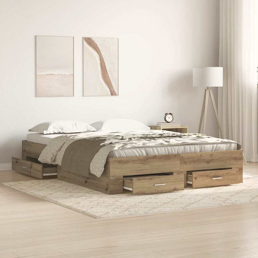 vidaXL Σκελετός Κρεβατιού Artisan Oak 160 x 200 cm Επεξεργασμένο ξύλο