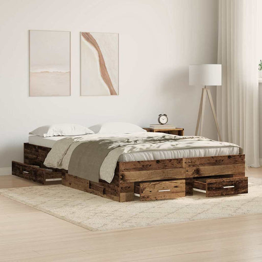vidaXL Σκελετός Κρεβατιού Παλιό Ξύλο 120 x 200 cm Επεξεργασμένο ξύλο