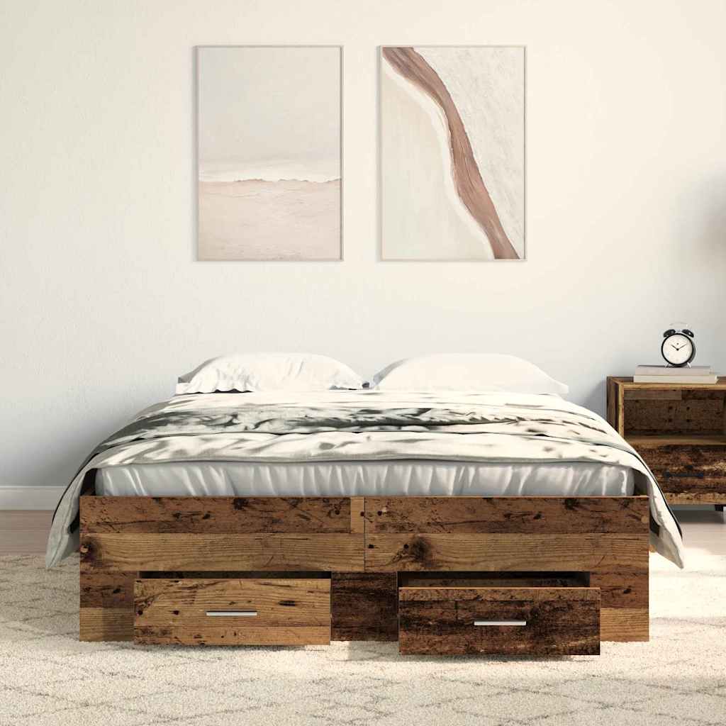 vidaXL Σκελετός Κρεβατιού Παλιό Ξύλο 120 x 200 cm Επεξεργασμένο ξύλο