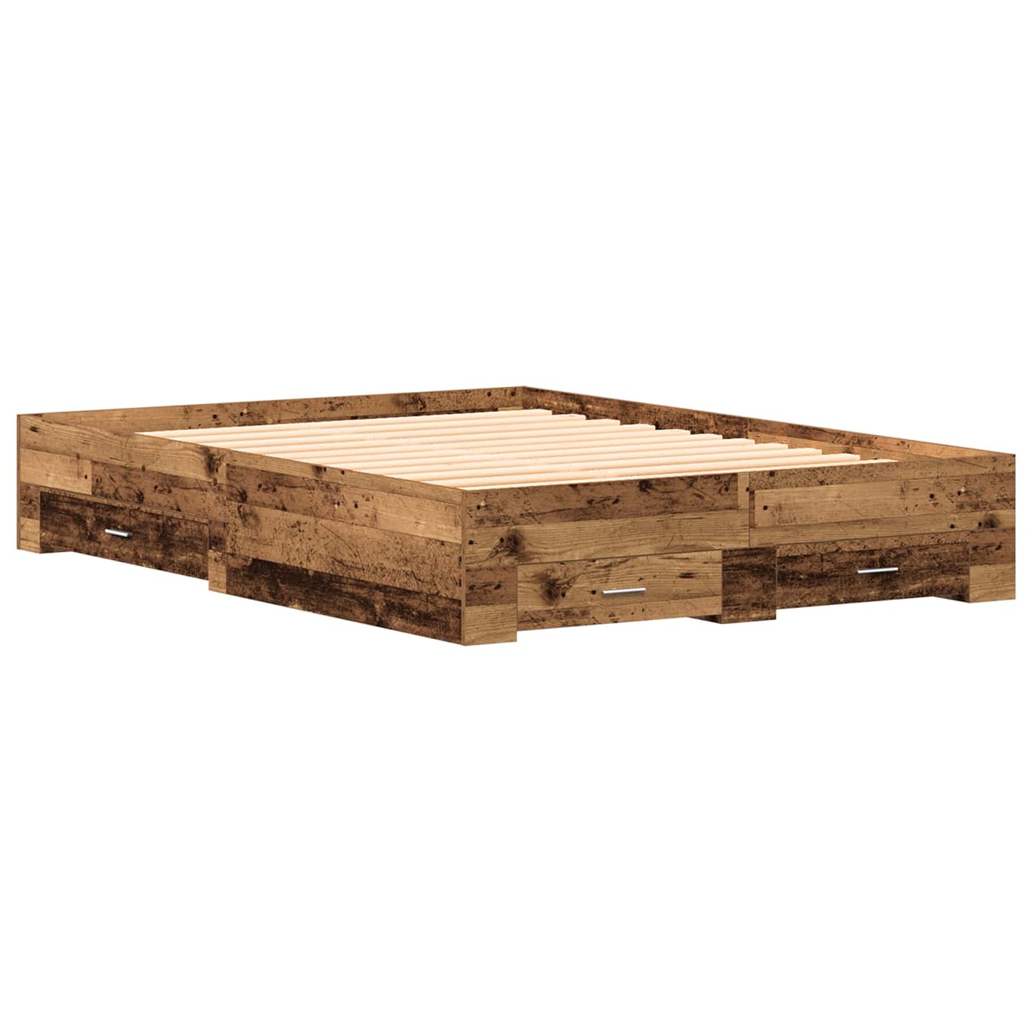 vidaXL Σκελετός Κρεβατιού Παλιό Ξύλο 140 x 190 cm Επεξεργασμένο ξύλο