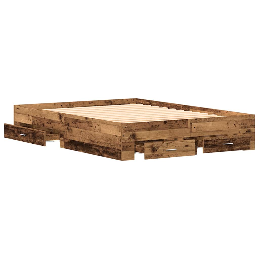 vidaXL Σκελετός Κρεβατιού Παλιό Ξύλο 135 x 190 cm Επεξεργασμένο ξύλο
