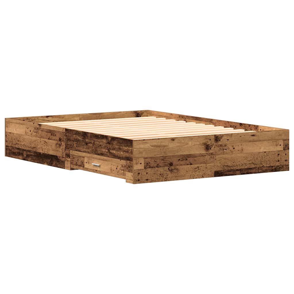 vidaXL Σκελετός Κρεβατιού Παλιό Ξύλο 135 x 190 cm Επεξεργασμένο ξύλο