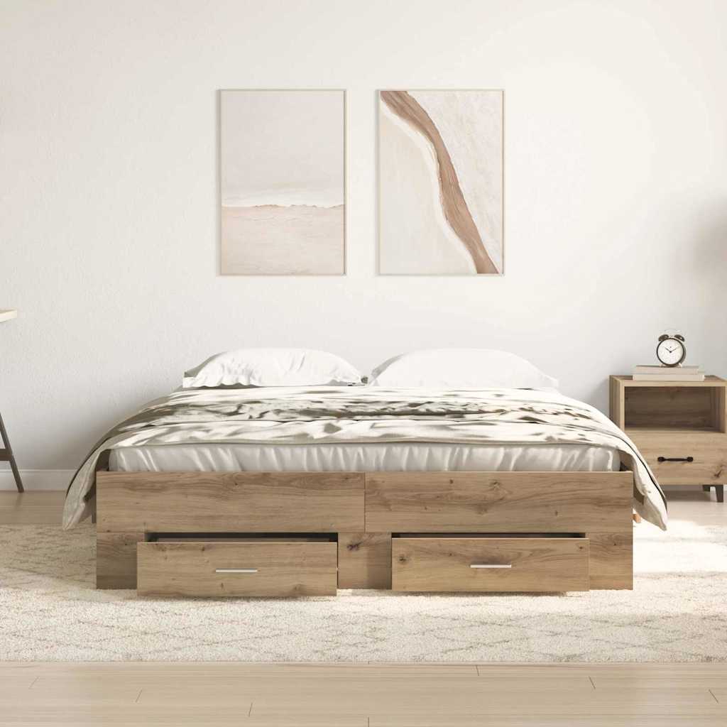 vidaXL Σκελετός Κρεβατιού Artisan Oak 135 x 190 cm Επεξεργασμένο ξύλο