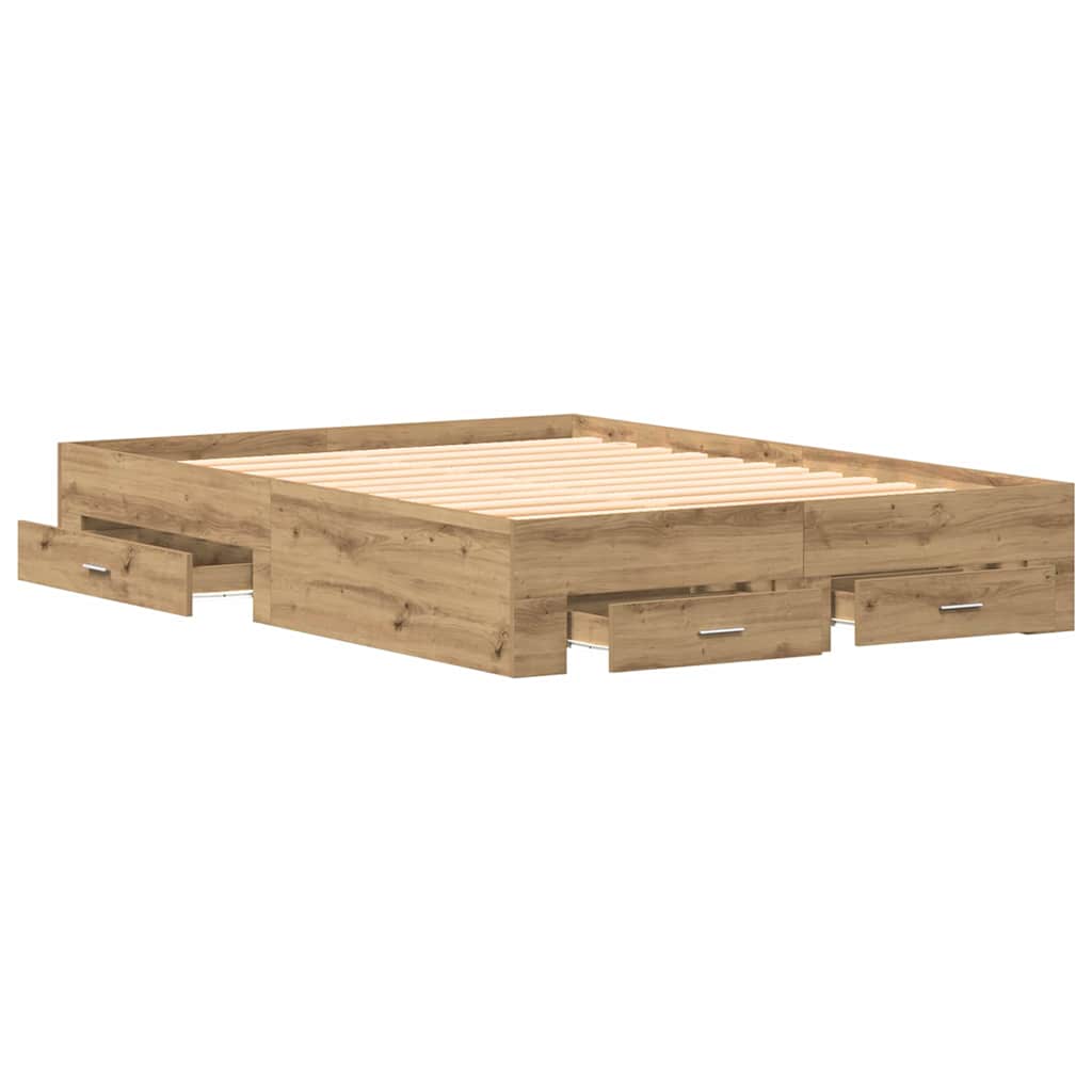 vidaXL Σκελετός Κρεβατιού Artisan Oak 135 x 190 cm Επεξεργασμένο ξύλο