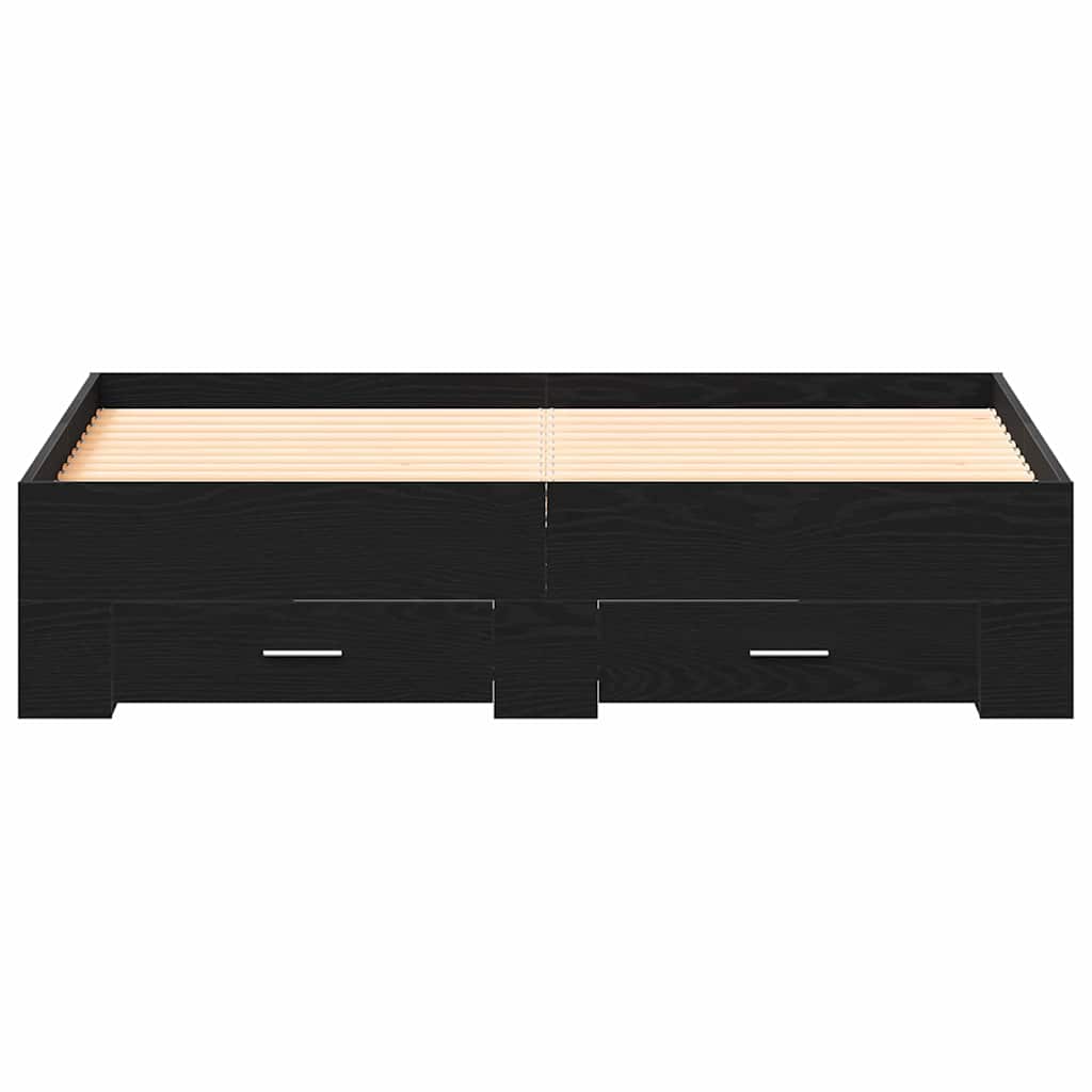 vidaXL Κρεβάτι με Συρτάρια Μαύρο Δρυς 135x190 εκ. Μηχανικά Ξύλα