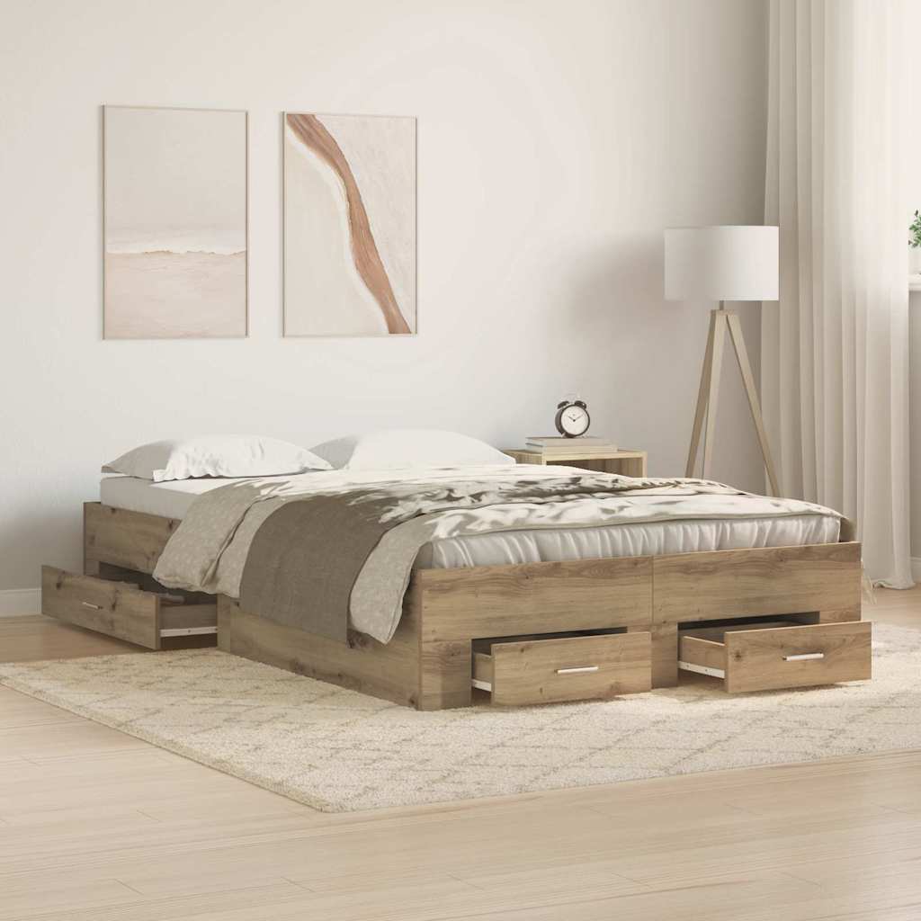 vidaXL Κρεβάτι με Συρτάρια Artisan Oak 120x190 εκ Κατασκευασμένο Ξύλο