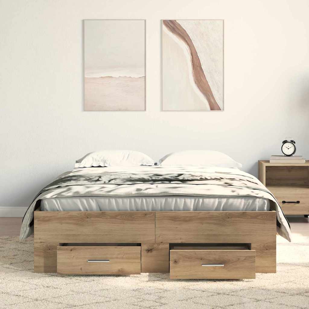vidaXL Κρεβάτι με Συρτάρια Artisan Oak 120x190 εκ Κατασκευασμένο Ξύλο