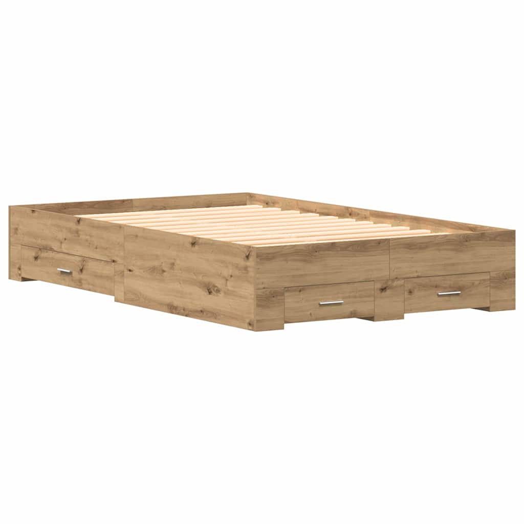 vidaXL Κρεβάτι με Συρτάρια Artisan Oak 120x190 εκ Κατασκευασμένο Ξύλο