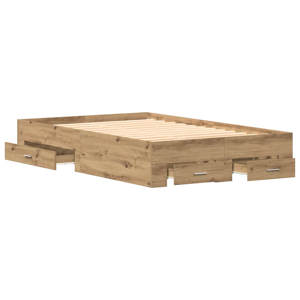 vidaXL Κρεβάτι με Συρτάρια Artisan Oak 120x190 εκ Κατασκευασμένο Ξύλο