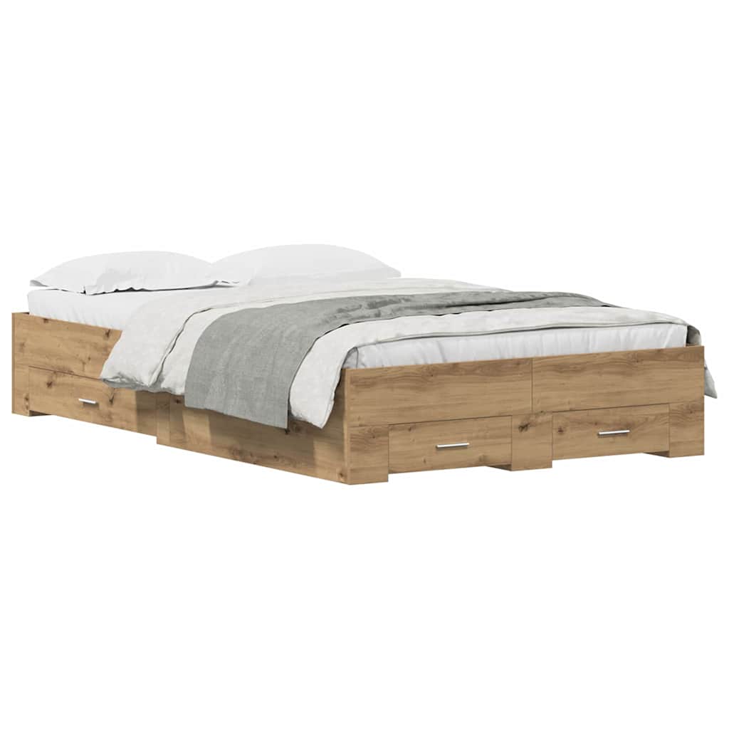 vidaXL Κρεβάτι με Συρτάρια Artisan Oak 120x190 εκ Κατασκευασμένο Ξύλο