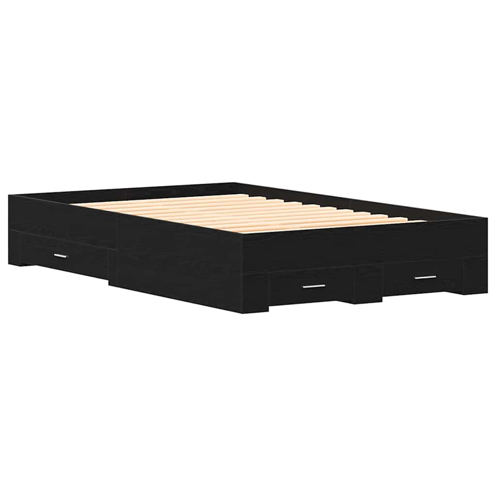 Bed Frame με Συρτάρια Μαύρη Δρυς 120x190 εκ Επεξεργασμένο Ξύλο