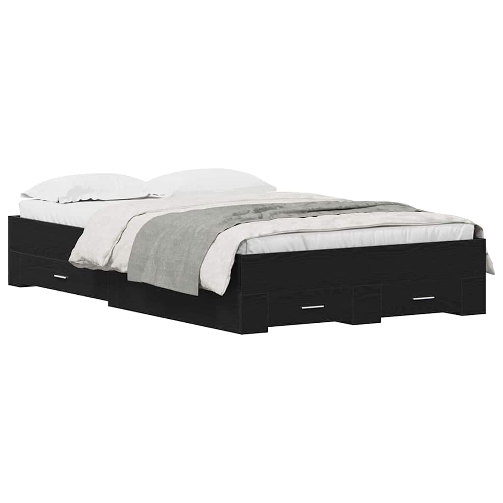 Bed Frame με Συρτάρια Μαύρη Δρυς 120x190 εκ Επεξεργασμένο Ξύλο