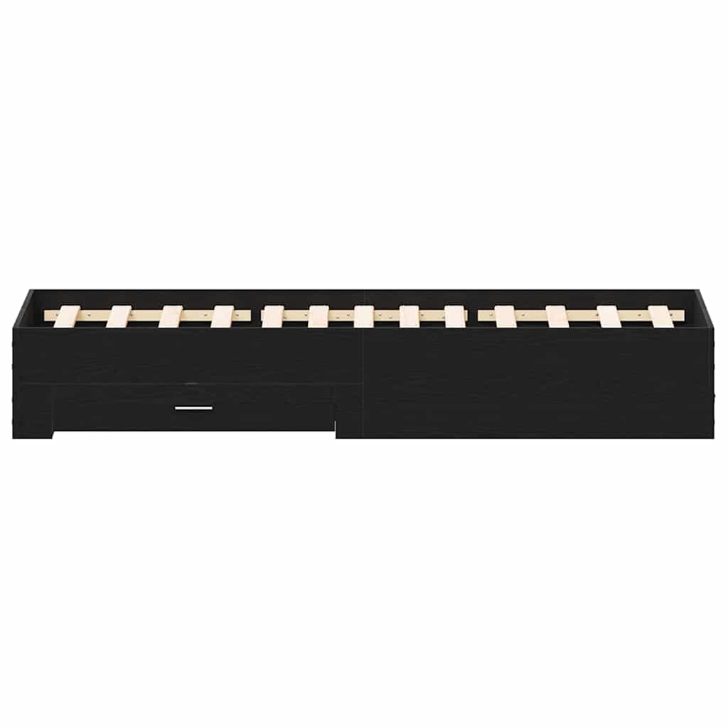 Bed Frame με Συρτάρια Μαύρη Δρυς 120x190 εκ Επεξεργασμένο Ξύλο