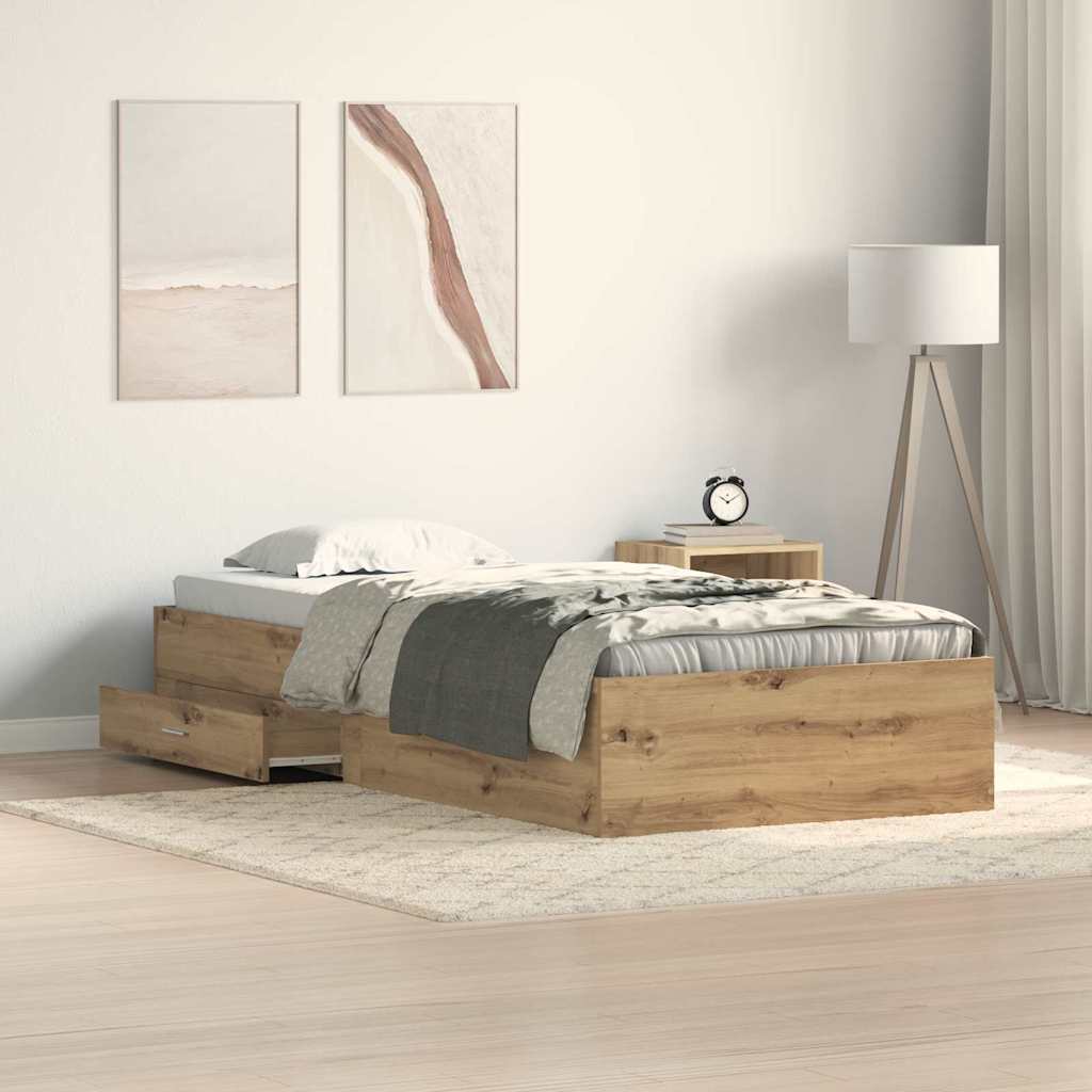 vidaXL Κρεβάτι Artisan Oak 100x200 cm Επεξεργασμένο Ξύλο