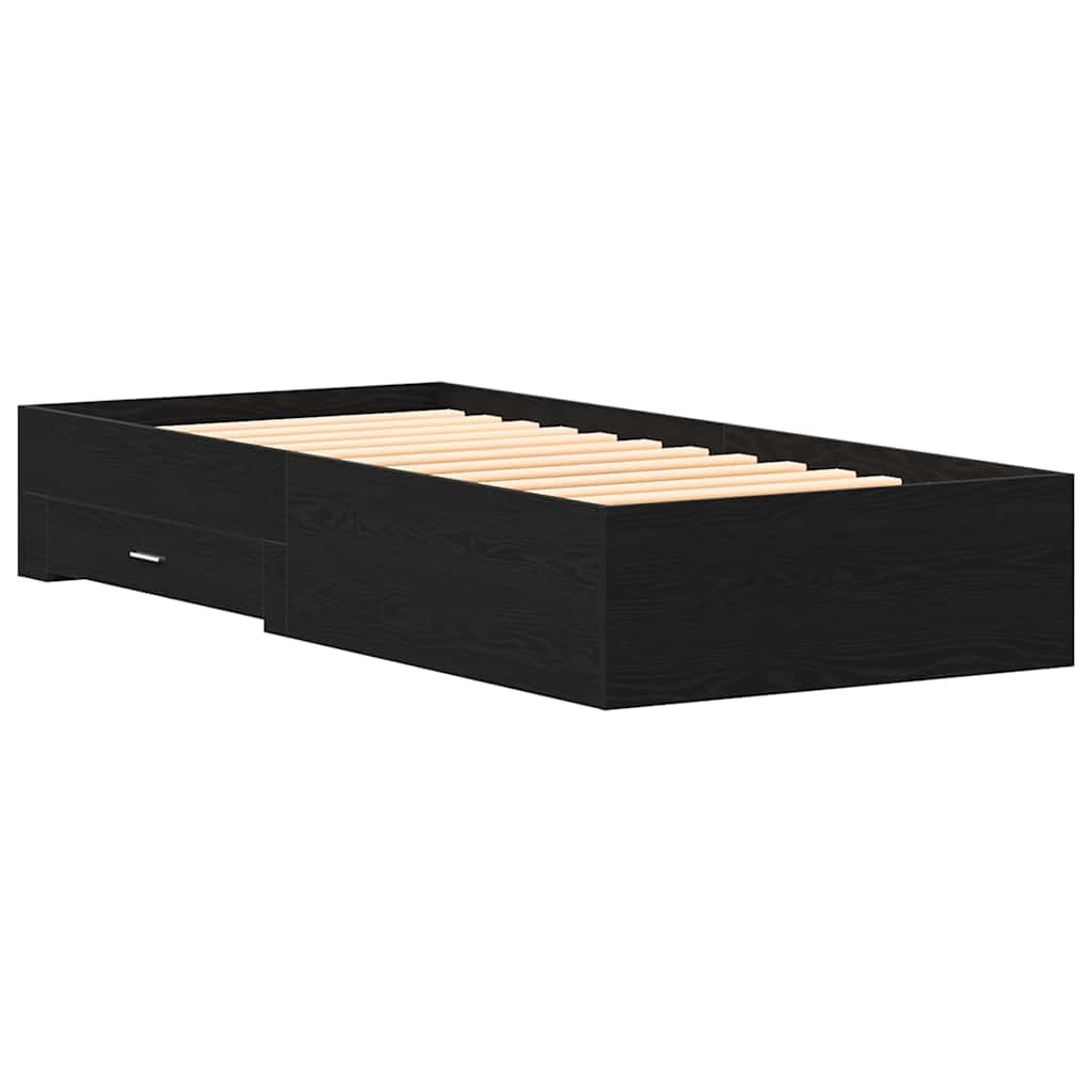 vidaXL Κρεβάτι Μαύρο Δρυ 90x200 εκ Επεξεργασμένο Ξύλο