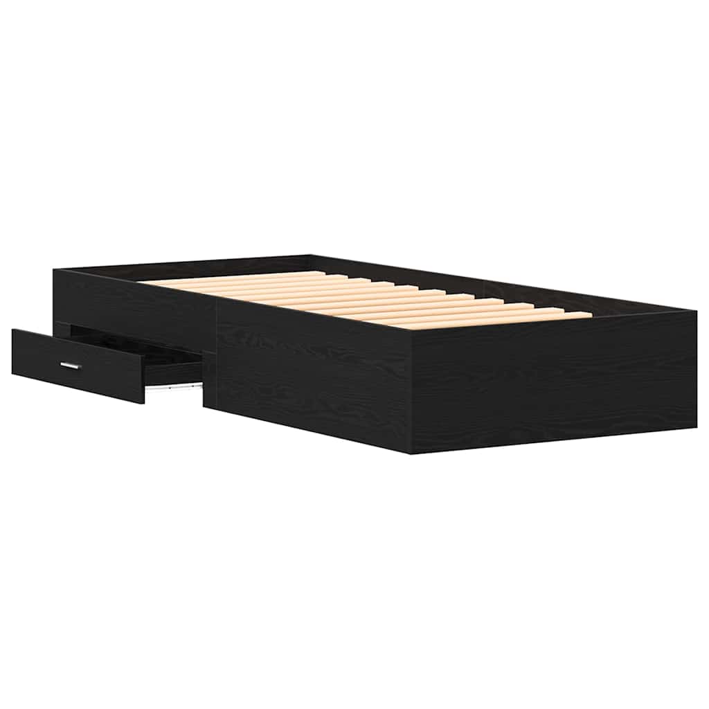 vidaXL Κρεβάτι Μαύρο Δρυ 90x200 εκ Επεξεργασμένο Ξύλο
