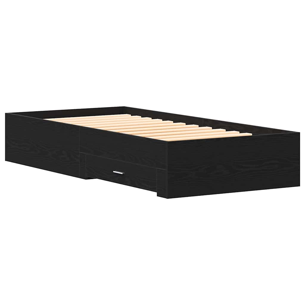 vidaXL Κρεβάτι Μαύρο Δρυ 90x200 εκ Επεξεργασμένο Ξύλο